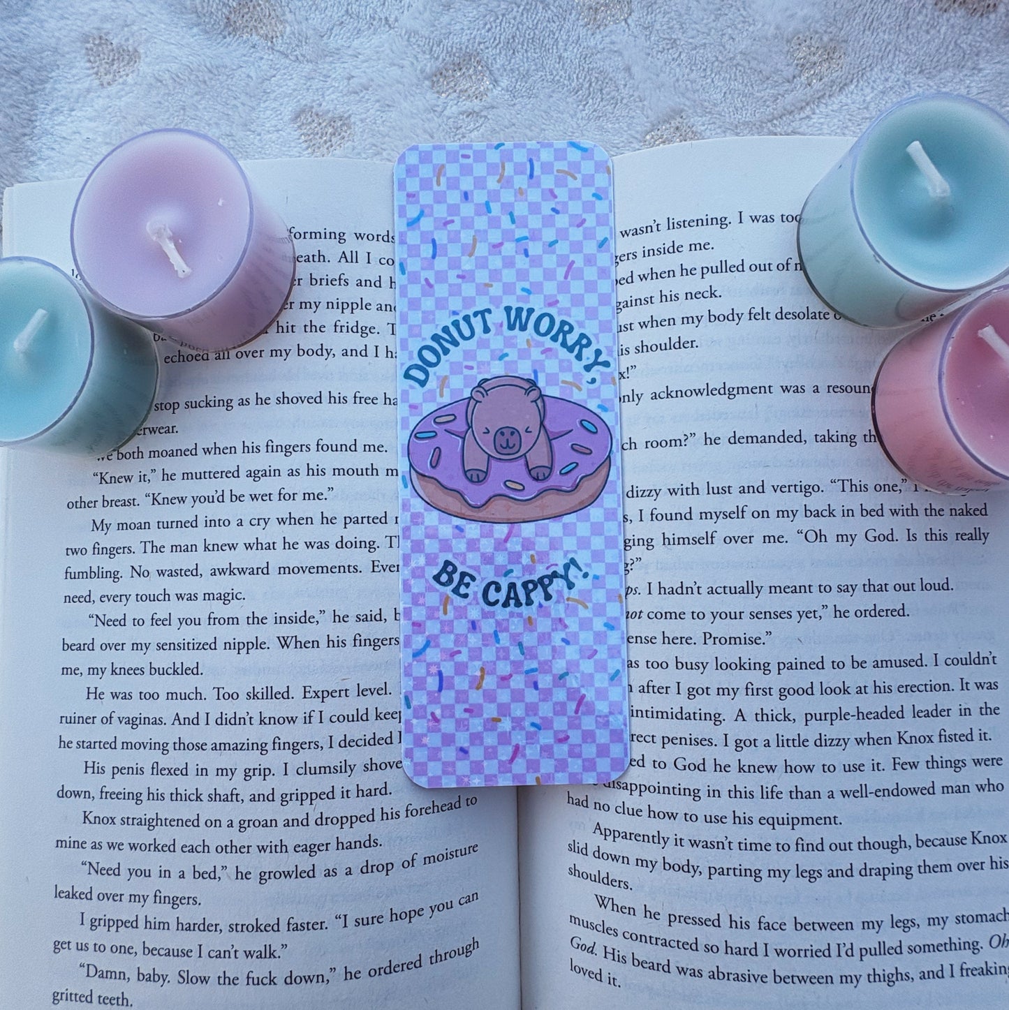 Capybara donut worry be Cappy bookmark