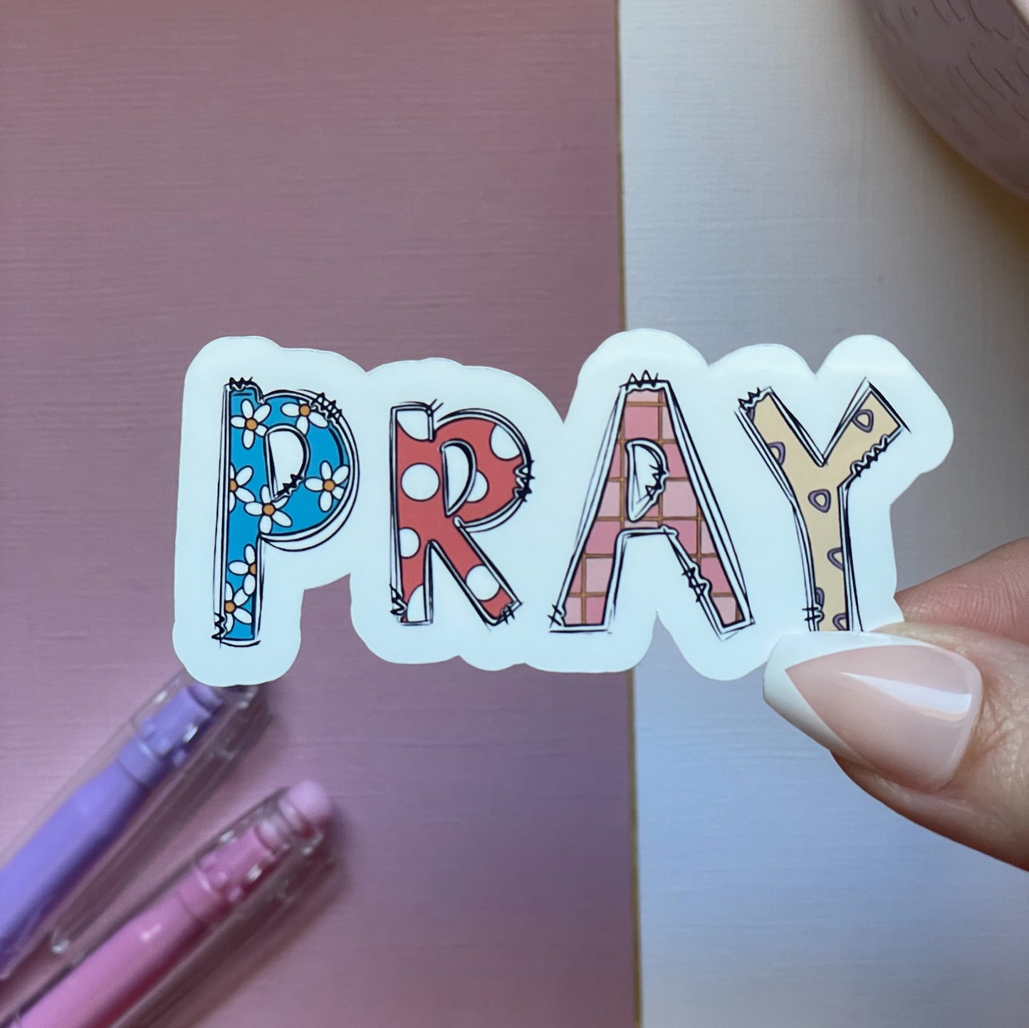 Trendy pray sticker