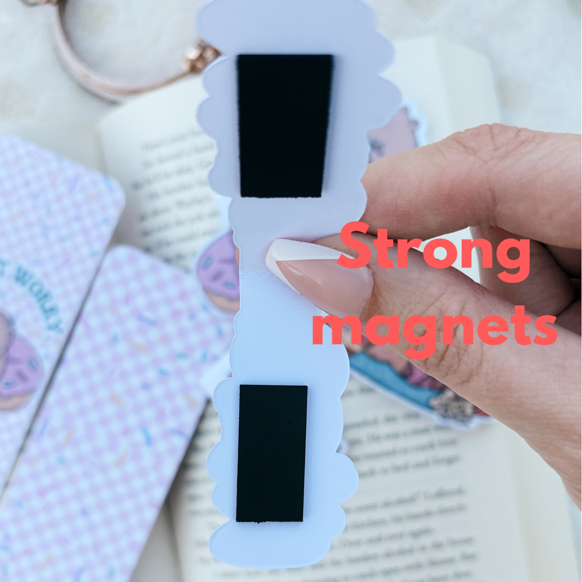Capybara and stack of books magnetic bookmark