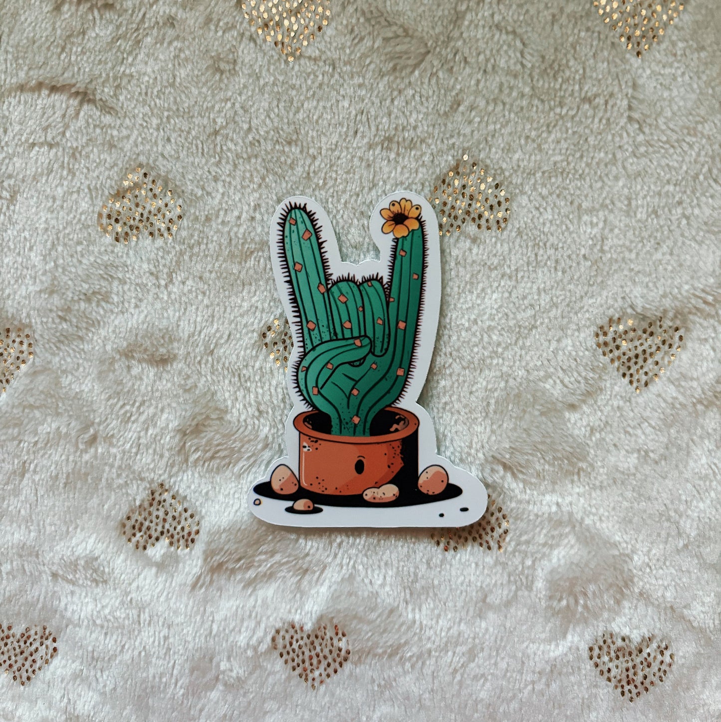 Peace sign cactus sticker