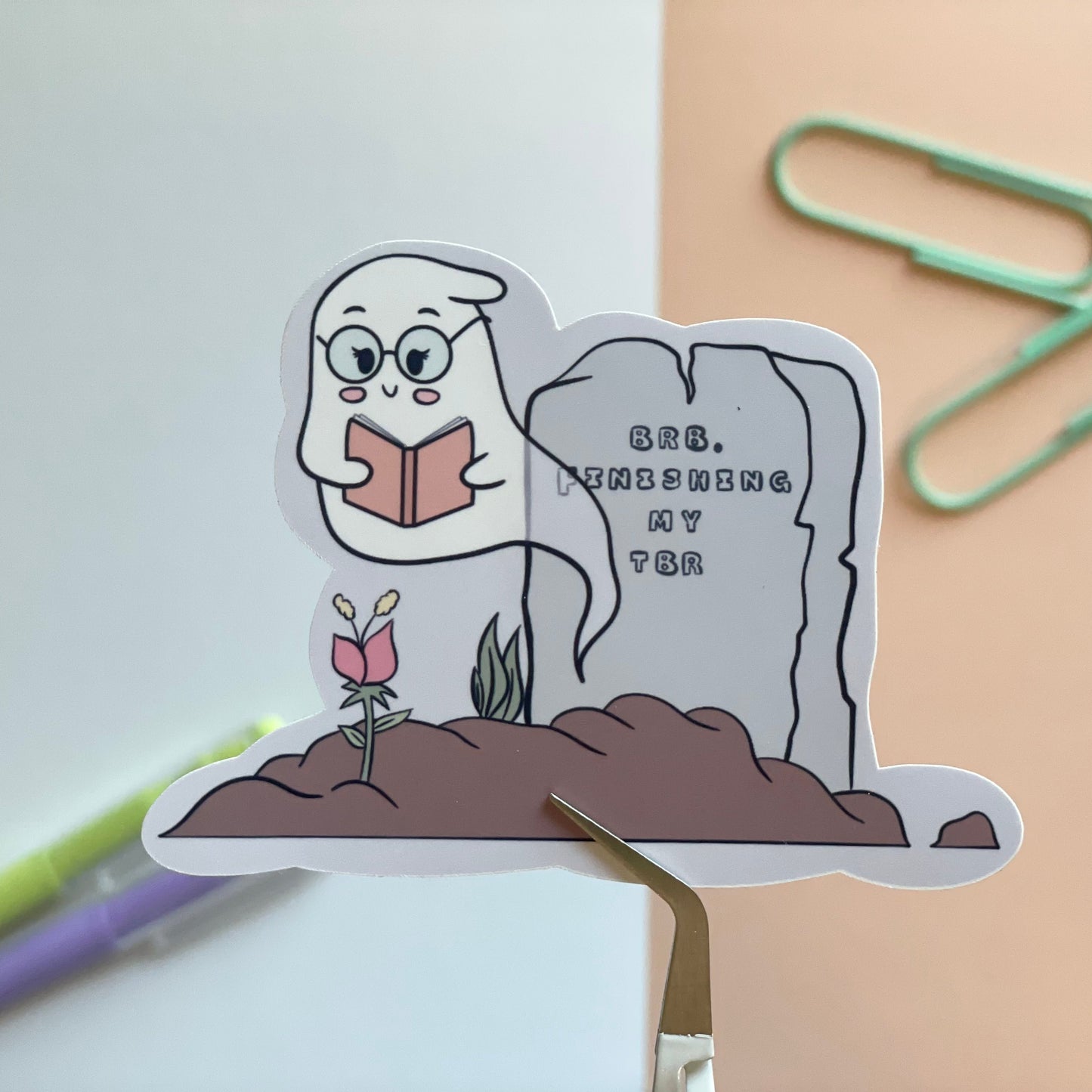 BRB finishing my TBR ghost sticker