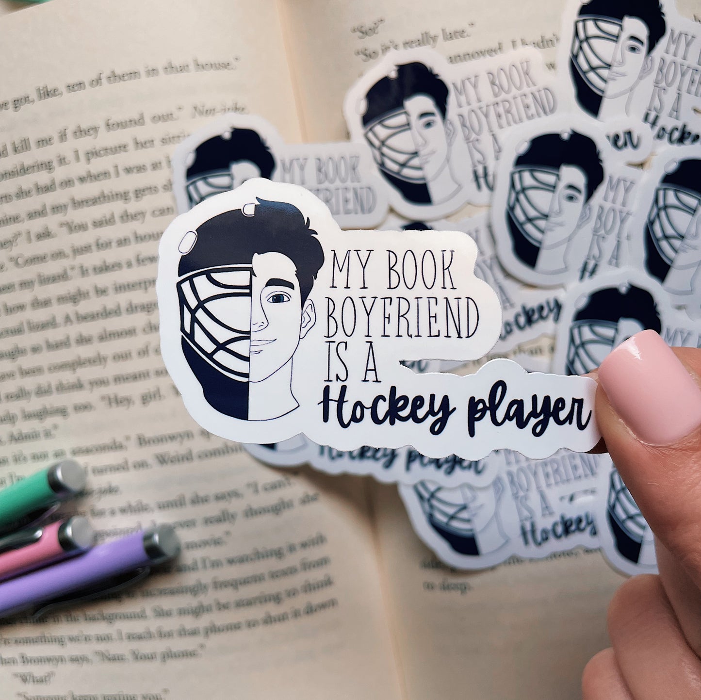 My book boyfriend is a hockey player sticker