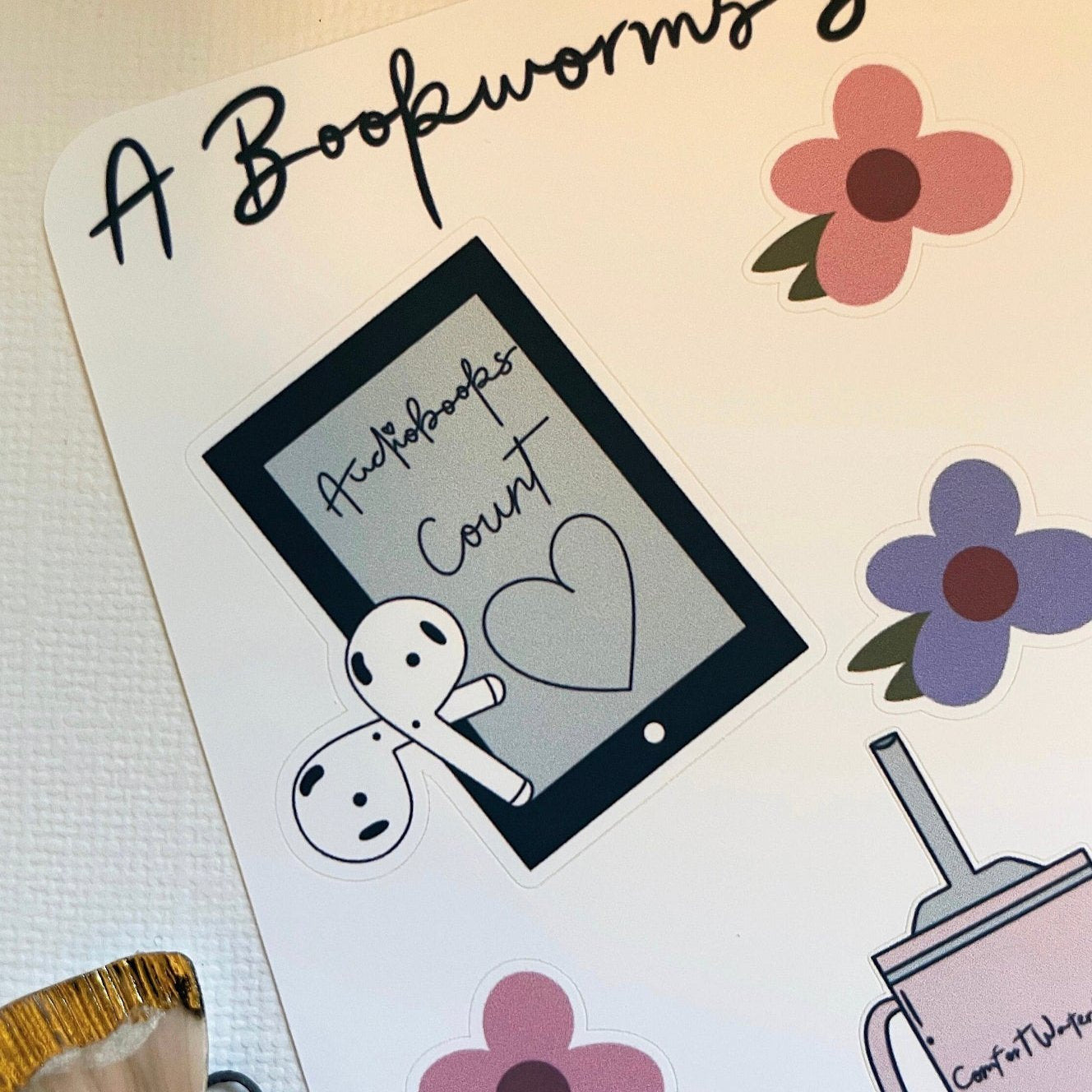 A Bookworms Belongings belongings sticker sheet