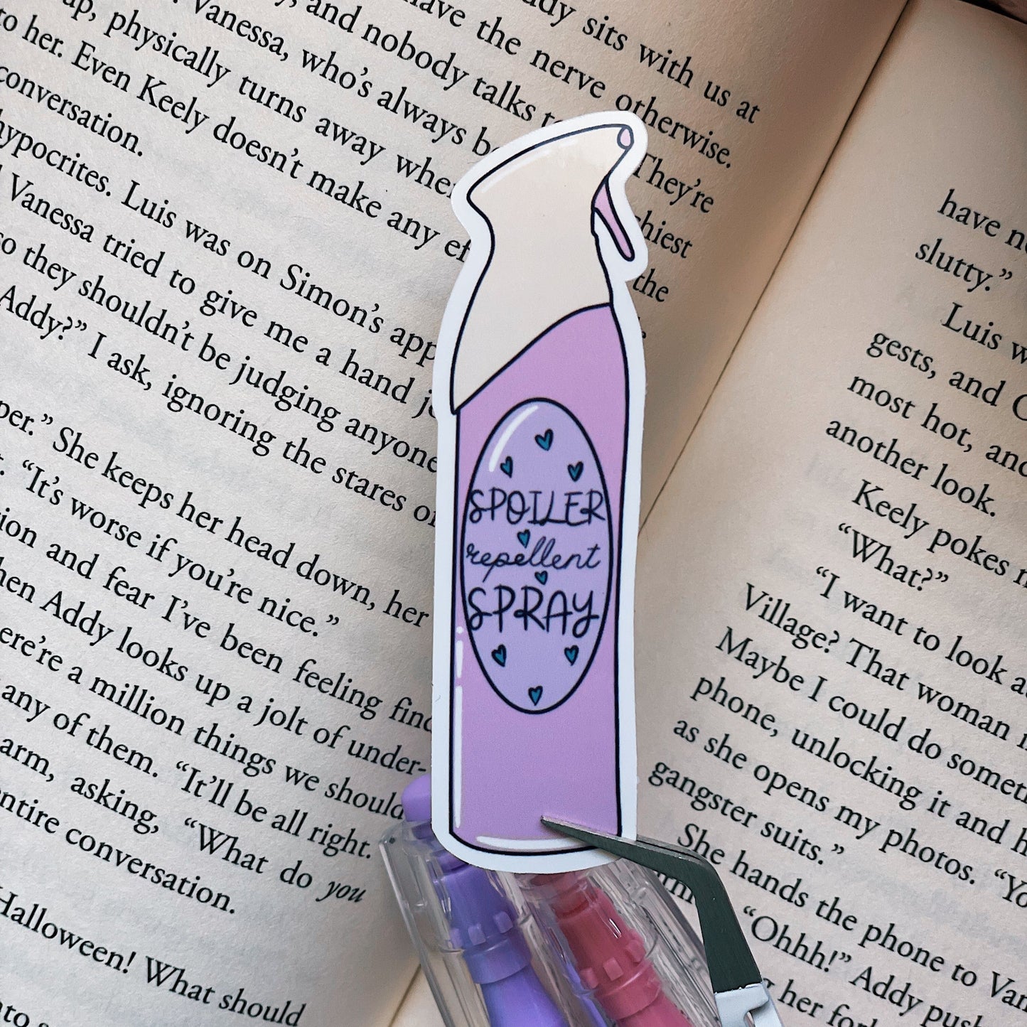 Spoiler repellent spray sticker