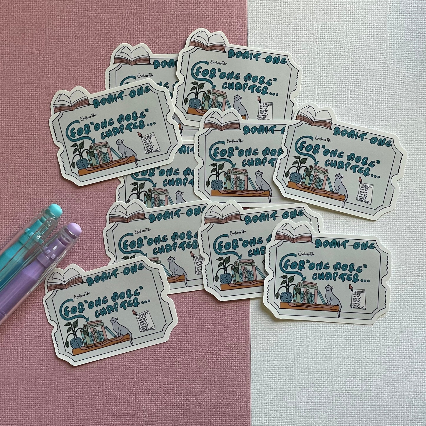 One more chapter admit one sticker