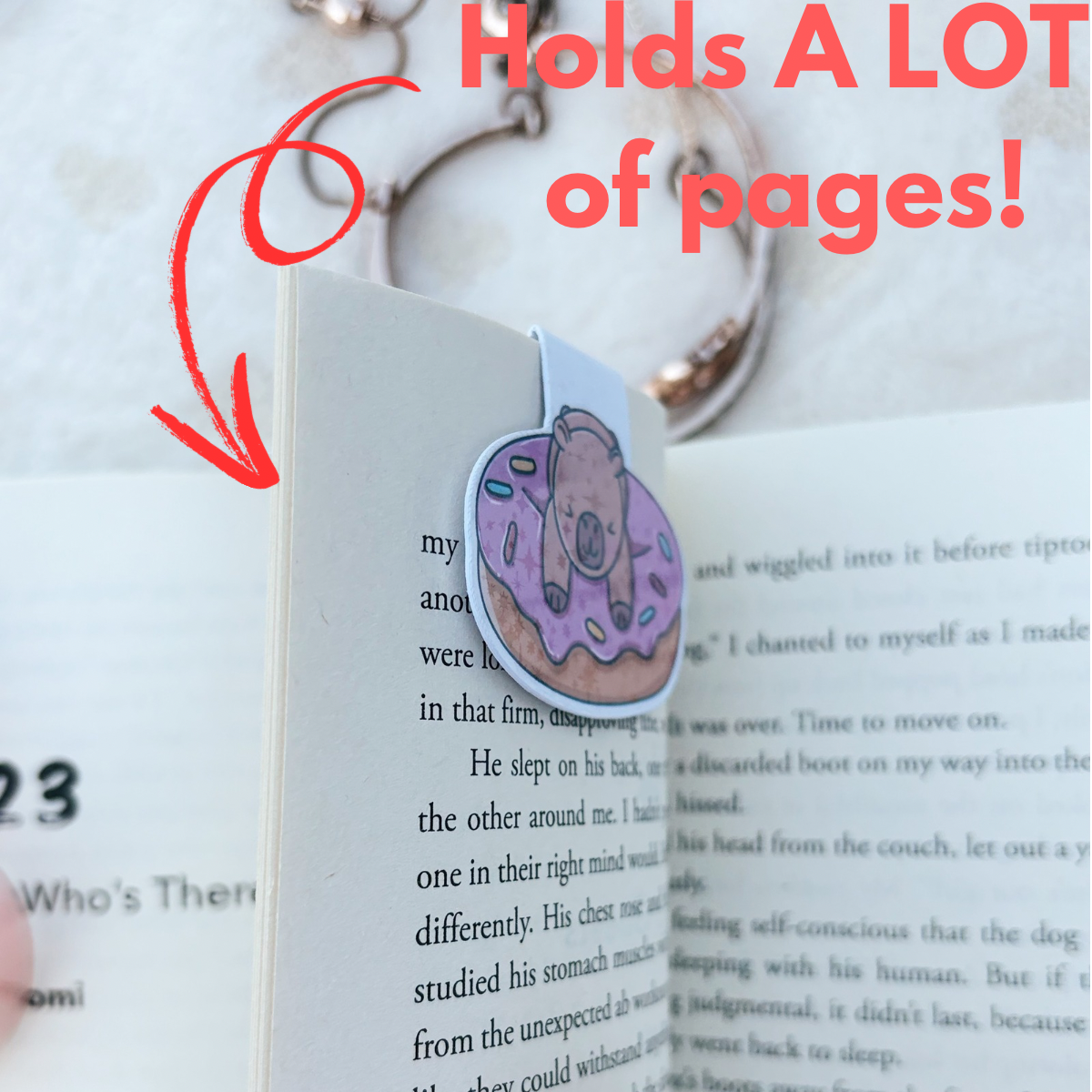 Capybara and stack of books magnetic bookmark
