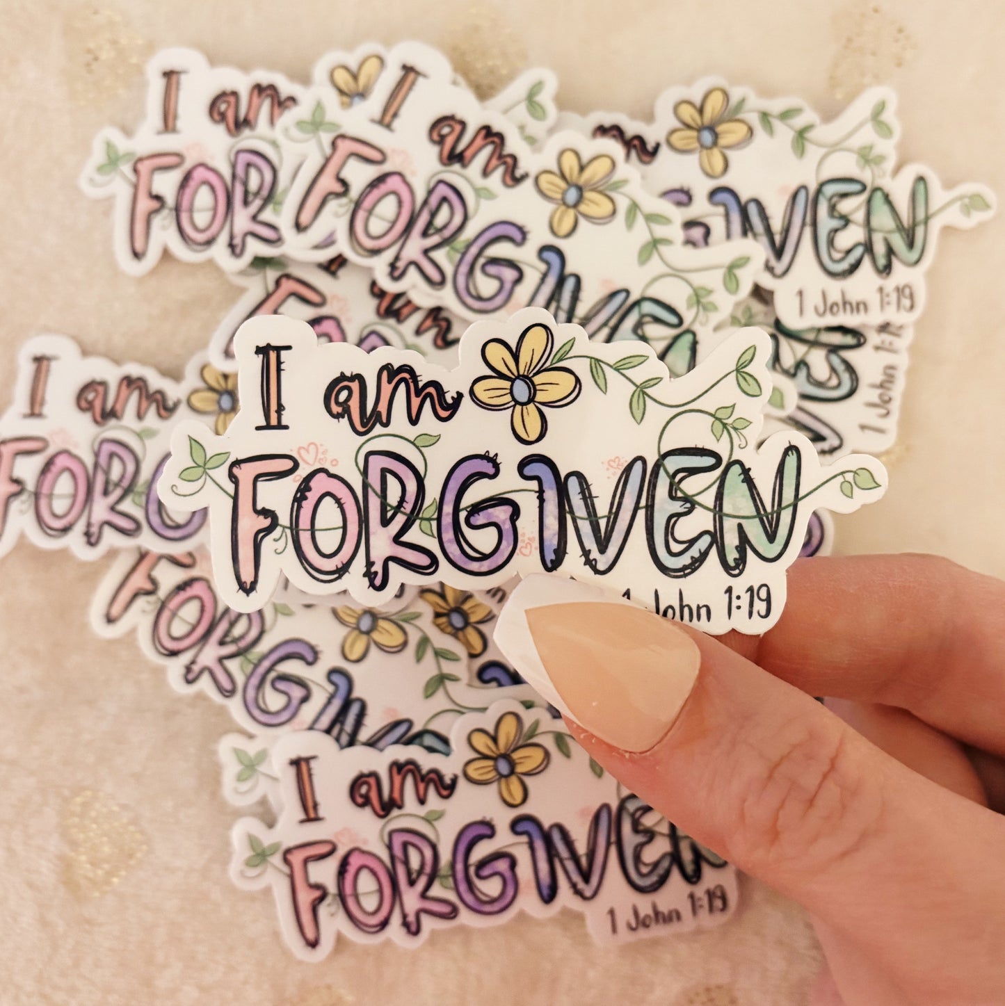 I am forgiven sticker, bible verses, God, Lord, Jesus