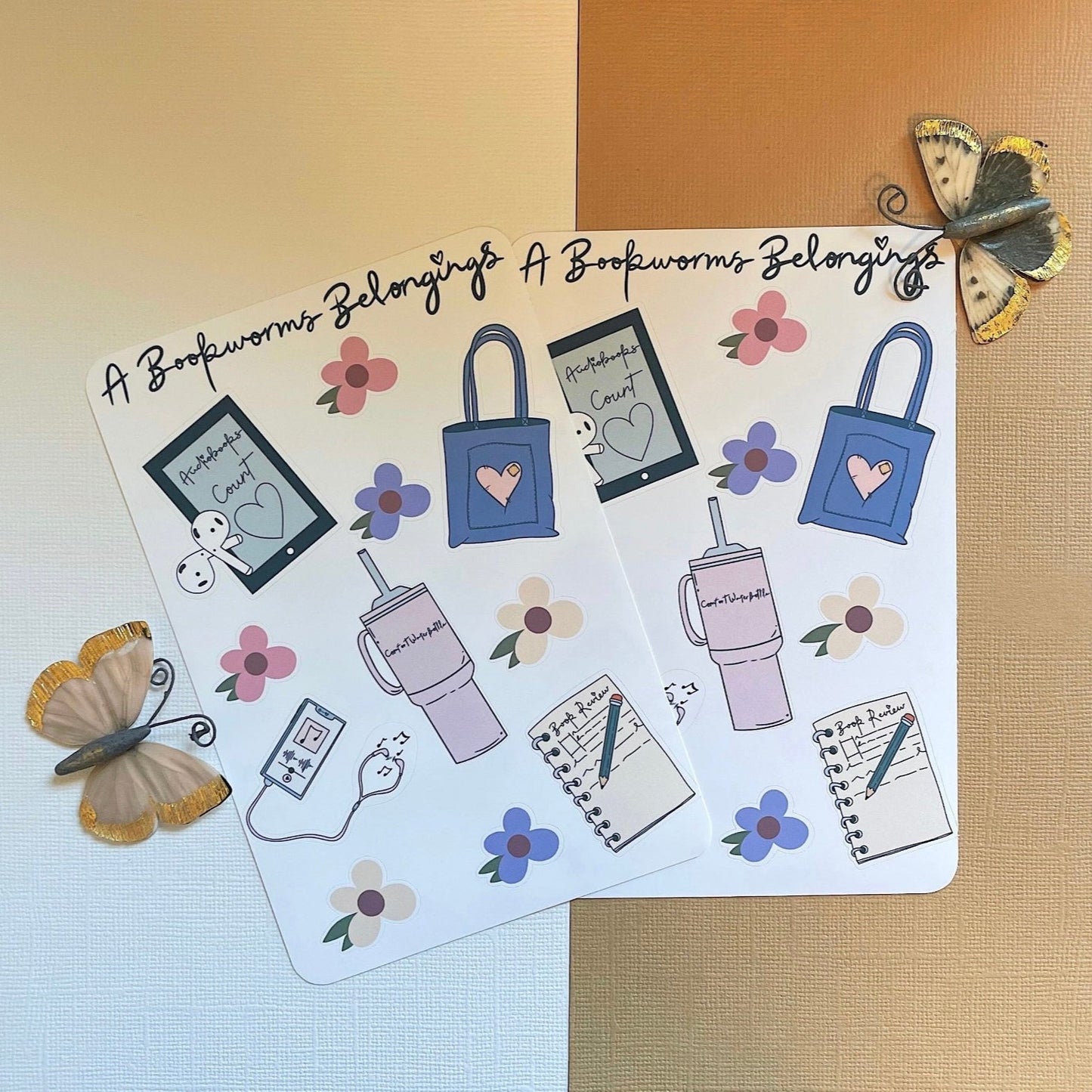 A Bookworms Belongings belongings sticker sheet