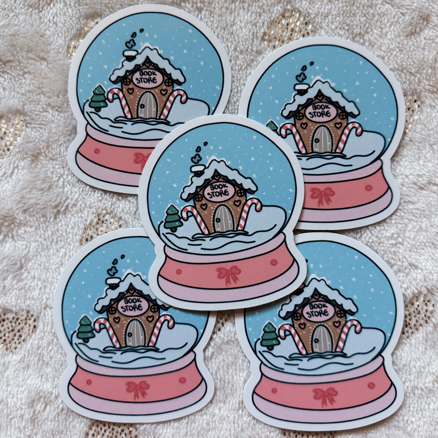 Snow globe bookstore sticker