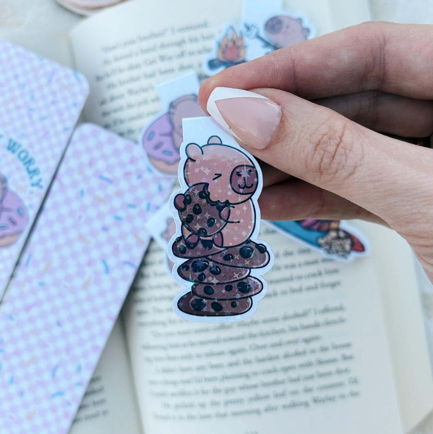 Capybara and cookies magnetic bookmark