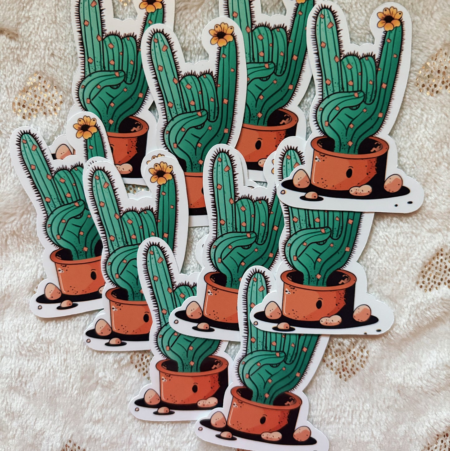 Peace sign cactus sticker