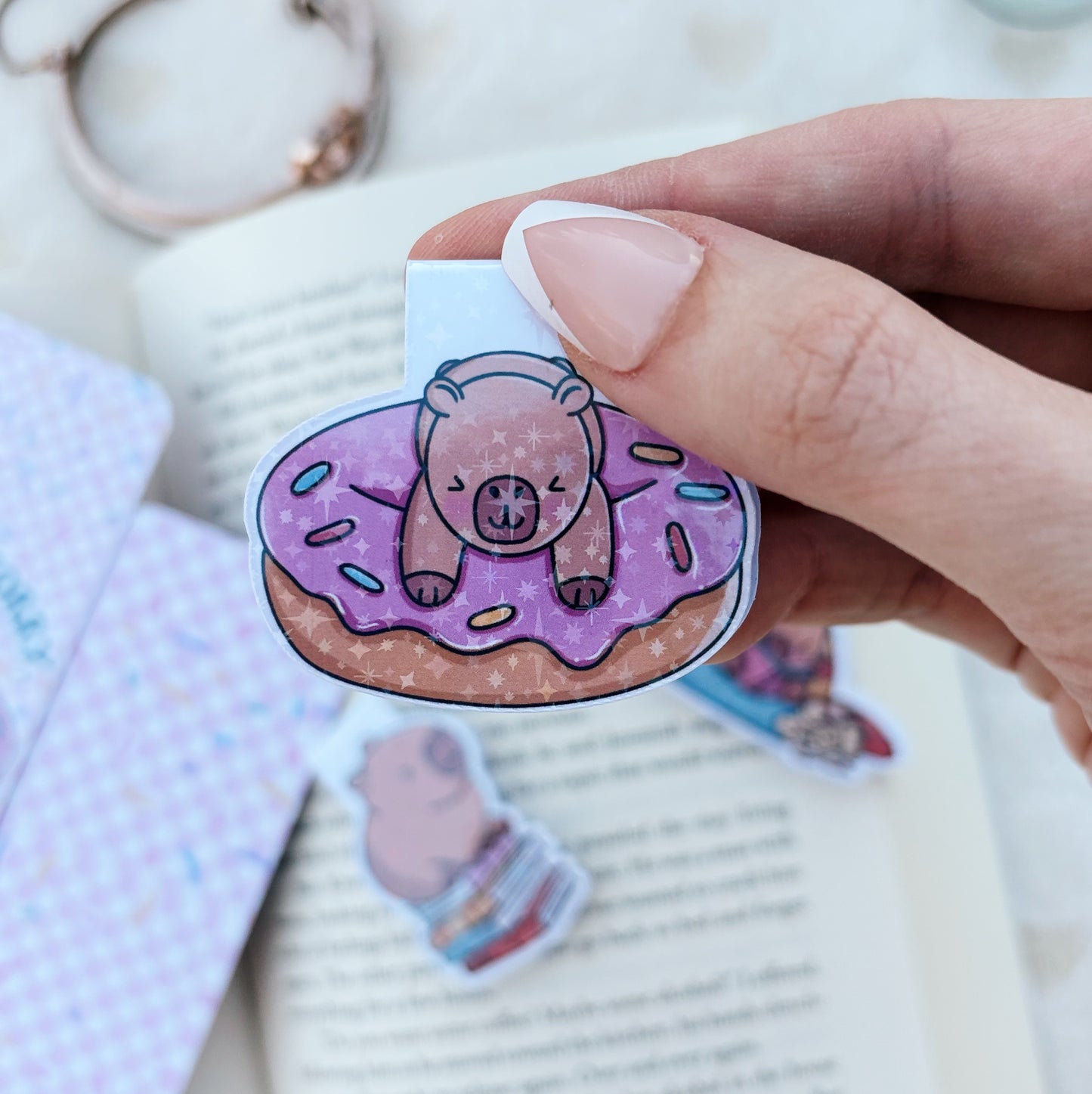 Donut Capybara Magnetic Bookmark