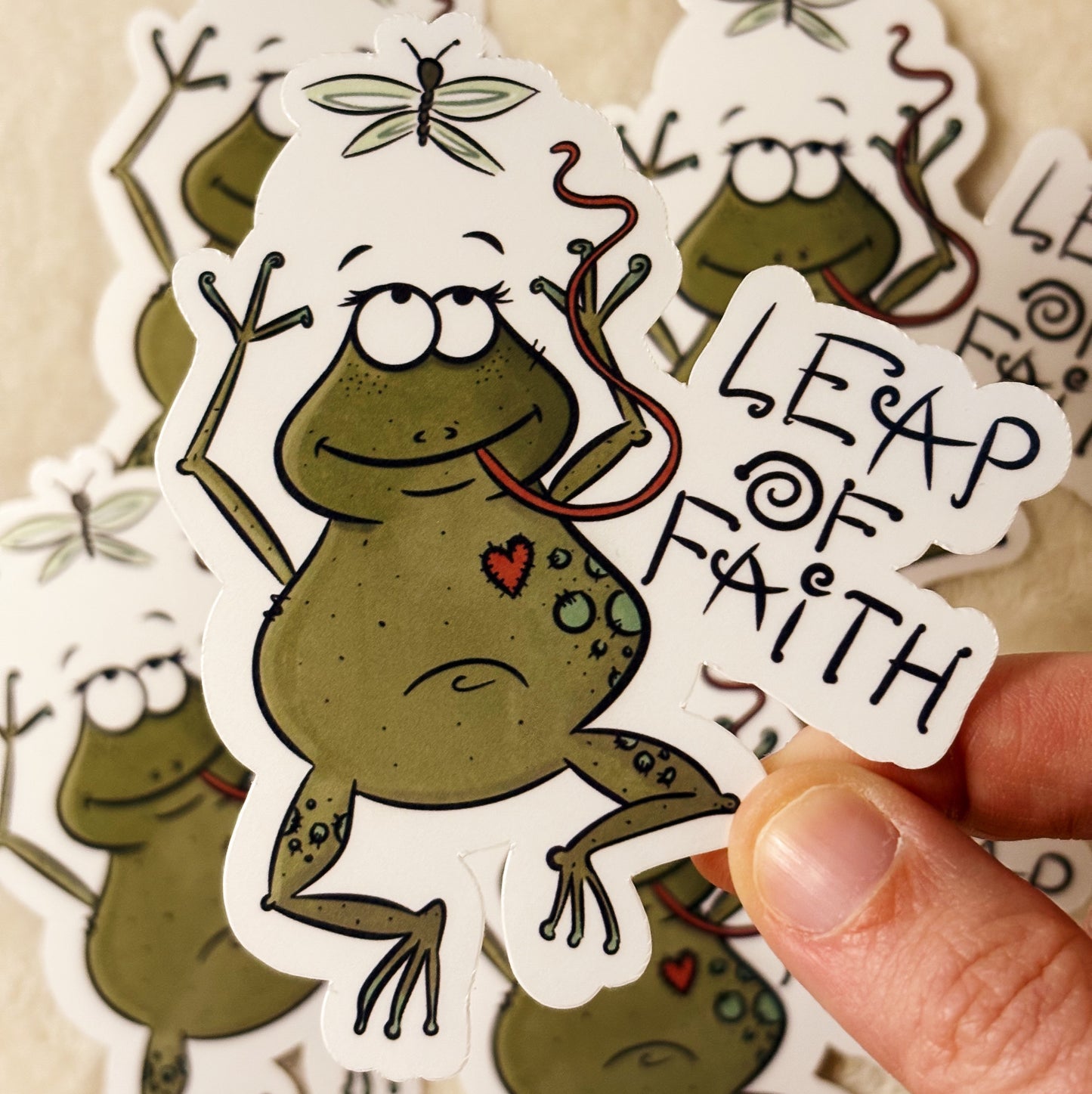 Leap of faith frog sticker