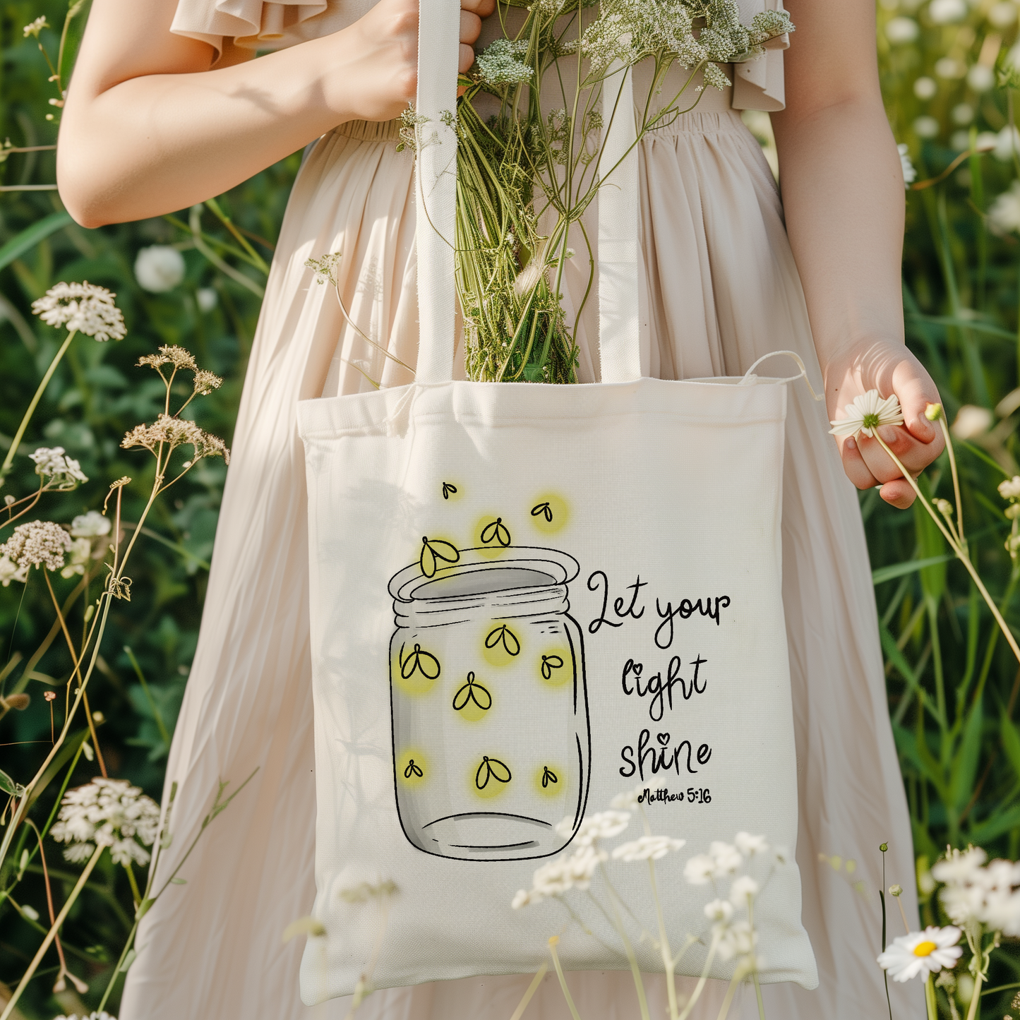 Let your light shine tote bag
