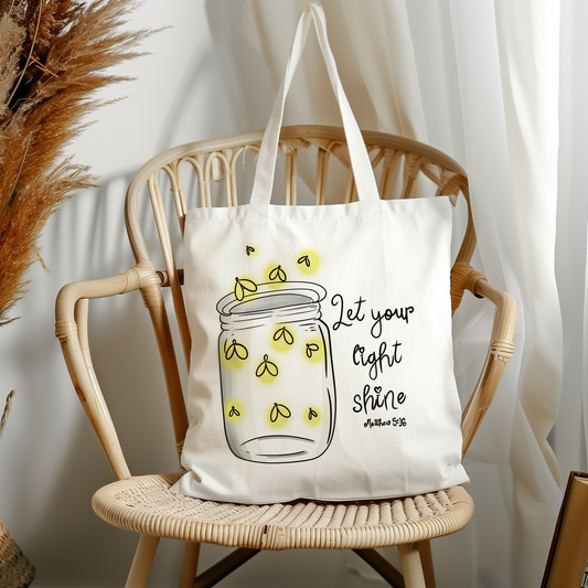 Let your light shine tote bag