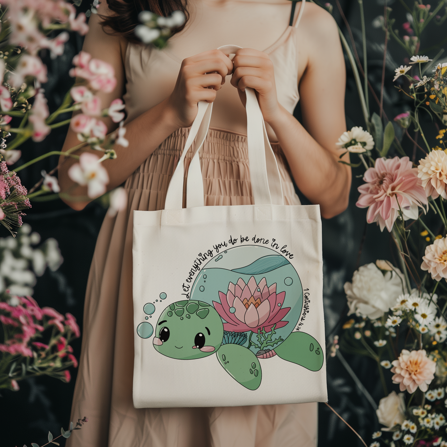"Let Everything you do be done in love" Tote Bag